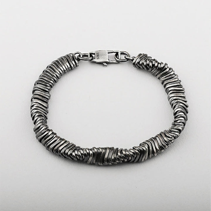 Bracciale a catena con design intrecciato vintage in argento sterling 925 Buddha Stones, per la guarigione della ricchezza