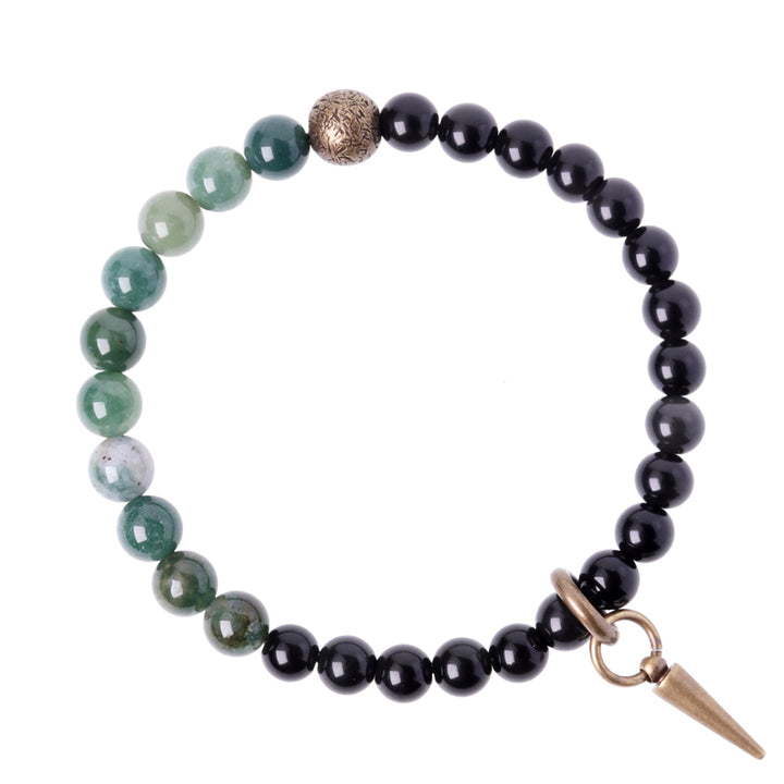 Braccialetto di coppia in cristallo di rame, ossidiana nera, sodalite e pietre Buddha Stones