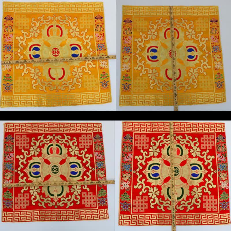 Tappetino da altare con preghiera a nodo infinito, meditazione curativa, 8 simboli di buon auspicio, runner da tavolo