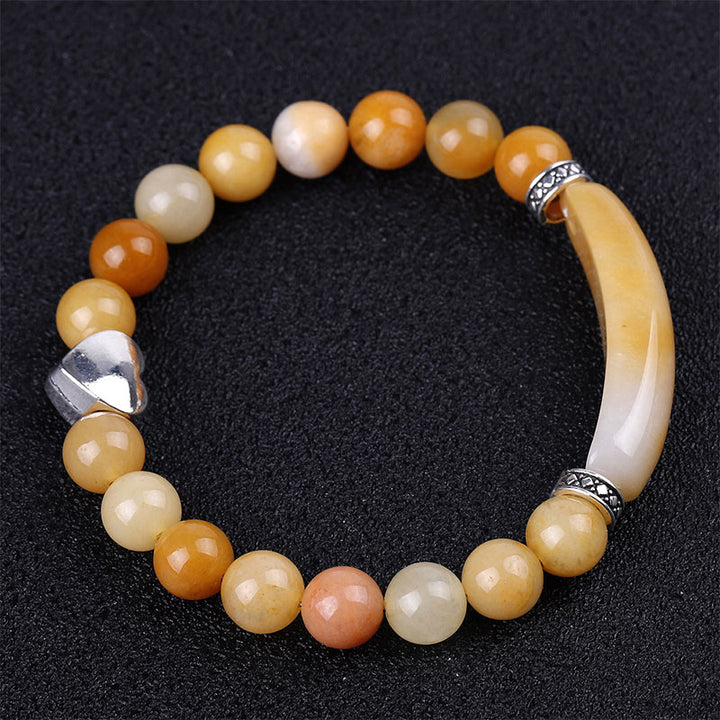 Bracciale unisex a forma di cuore con perline di cristallo naturale