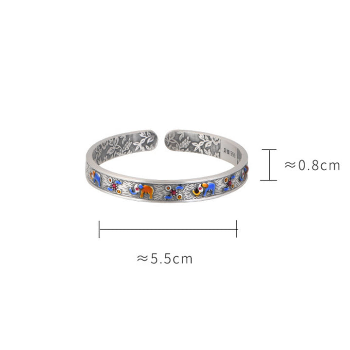 Bracciale rigido Buddha Stones 999 Sterling Silver Elephant Strength Wisdom - image 9