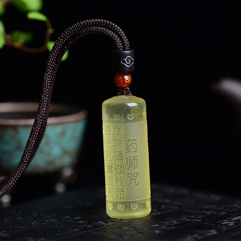 Collana con ciondolo "Sutra del cuore" in citrino, felicità e forza