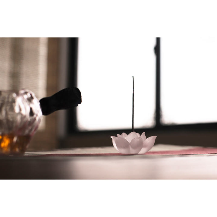 Buddha Stones Mini Lotus Liuli Cristallo Guarigione Meditazione Bastoncino Bruciatore di Incenso