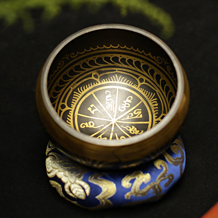 Buddha Stones Ciotola tibetana per la meditazione, realizzata a mano per la guarigione e la consapevolezza, set di ciotole tibetane per il supporto e la protezione