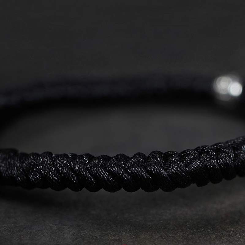 Braccialetto intrecciato con corda in argento Buddha Stones Luck Koi Fish