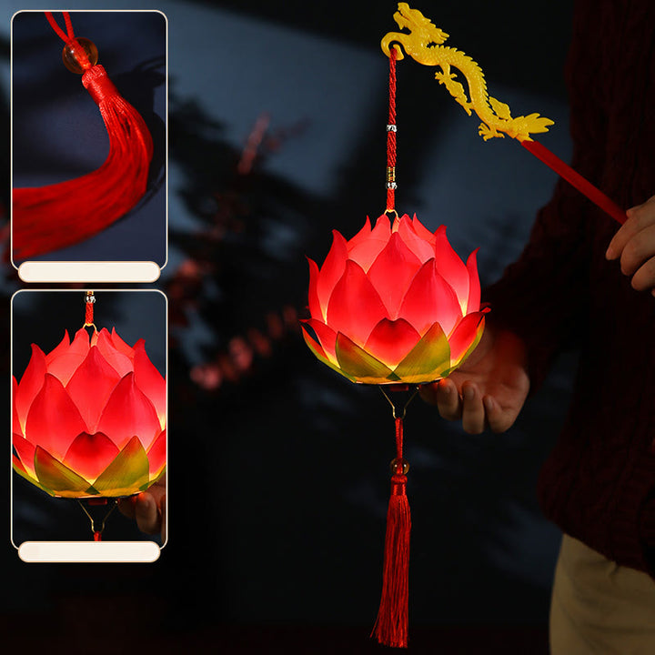 Decorazione lampada lanterna drago fiore di loto fai da Buddha Stones