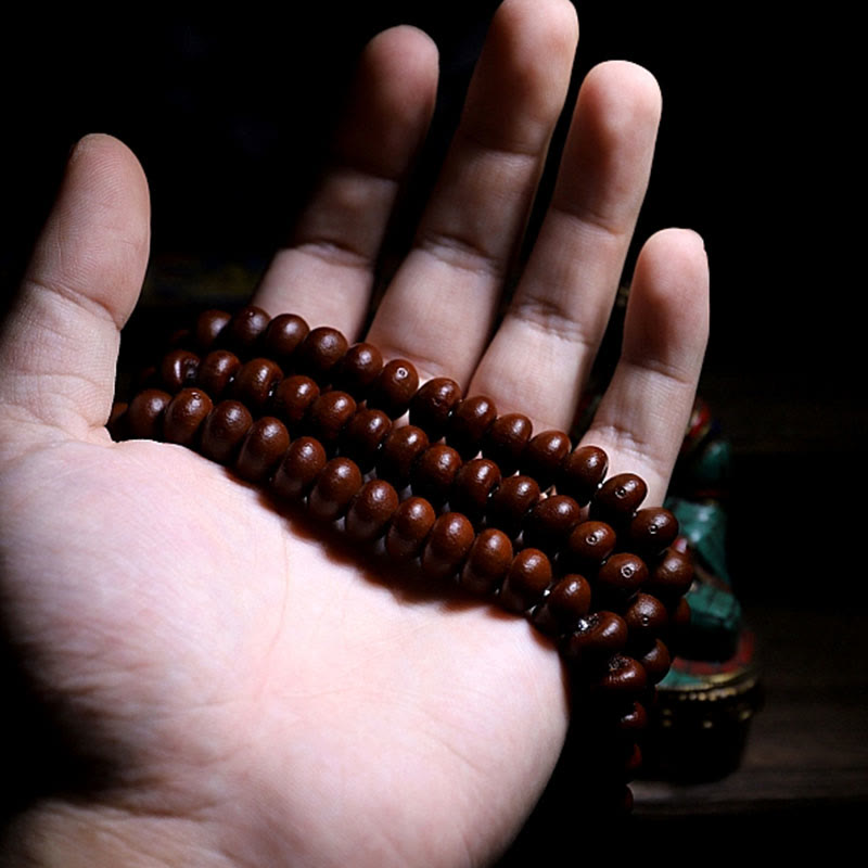 Buddha Stones Tibet naturale 108 Mala Beads Viola Bodhi Seed Three-eyed Dzi Bead Rame Dorje Harmony Bracciale