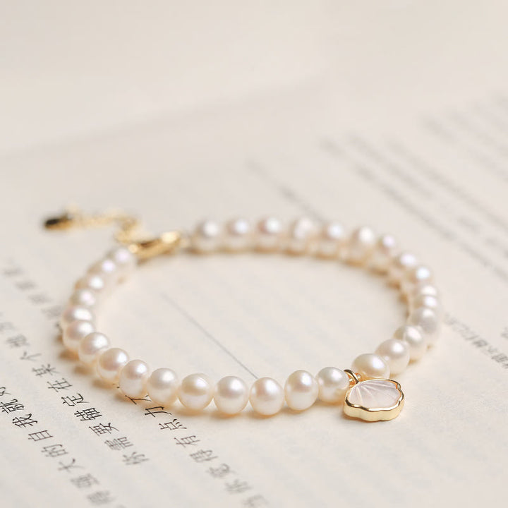 Bracciale con ciondolo in perle di cristallo naturale placcato oro 14K Buddha Stones
