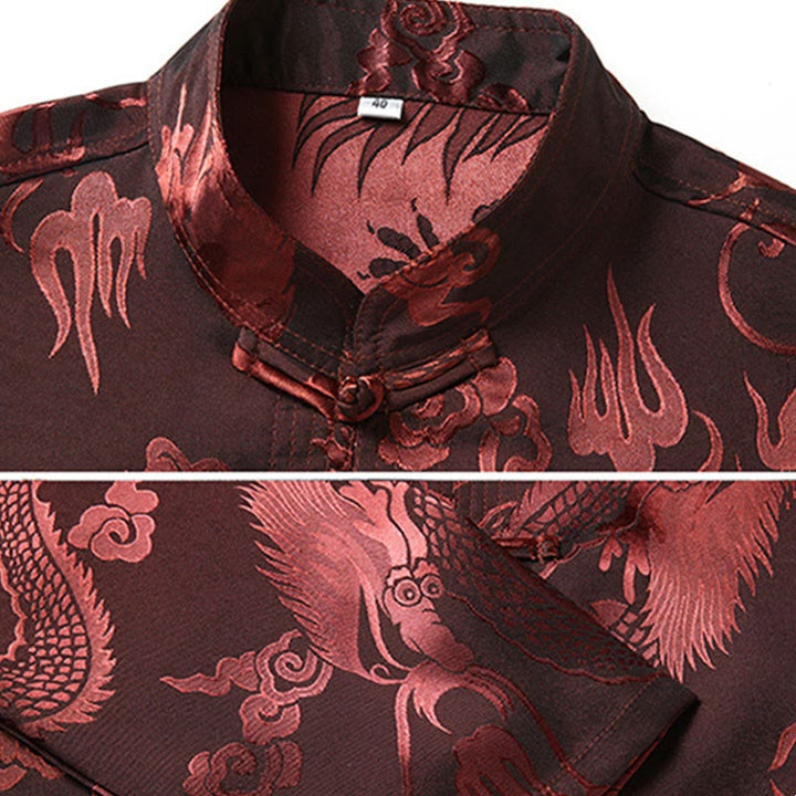 Buddha Stones Tang Suit Uomo Hanfu Cinese Drago Tradizionale Vestiti Kung Fu Camicia Uniforme Manica Lunga Cappotto Top e Pantaloni Abbigliamento Uomo Set - image 6