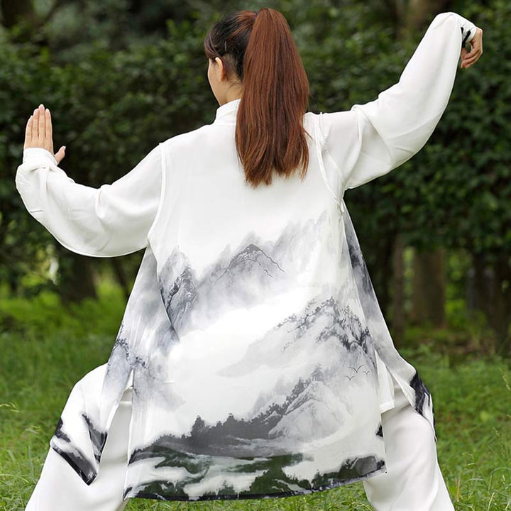 3 pezzi pittura a inchiostro meditazione preghiera spirituale zen tai chi qigong pratica abbigliamento unisex set - image 5