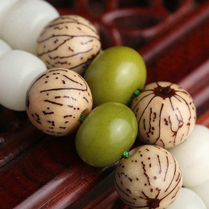 Collana con bracciale in giada bianca Bodhi Lotus Mala Harmony Buddha Stones - image 11