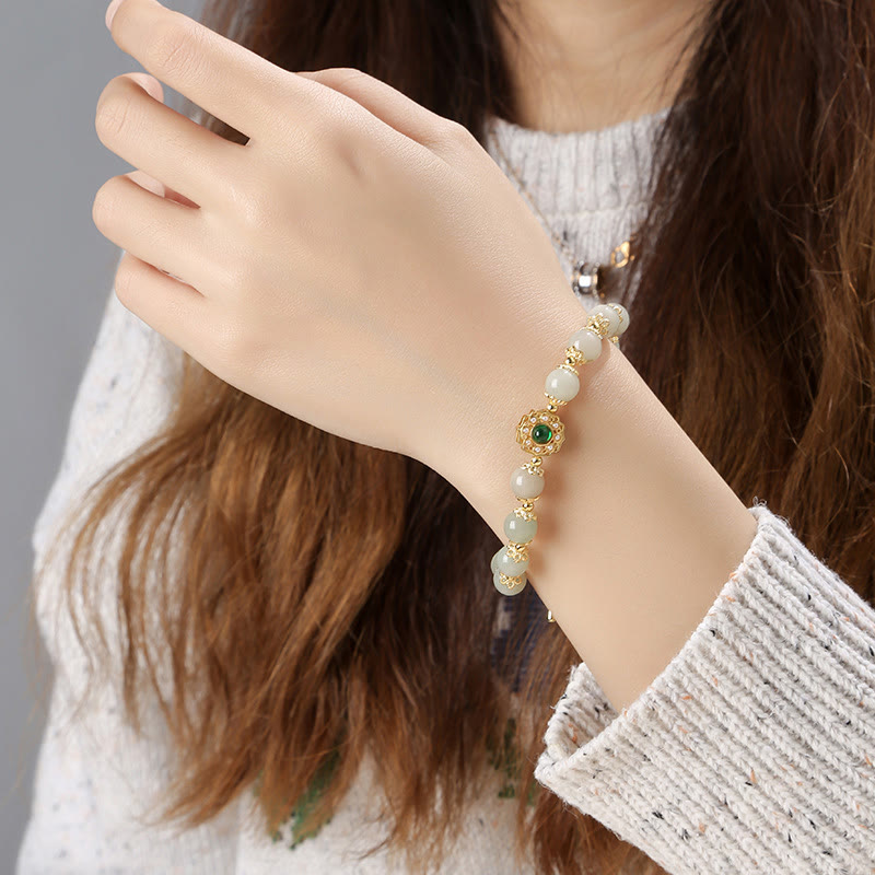 Braccialetto a catena con perline di giada naturale Buddha Stones Prosperity
