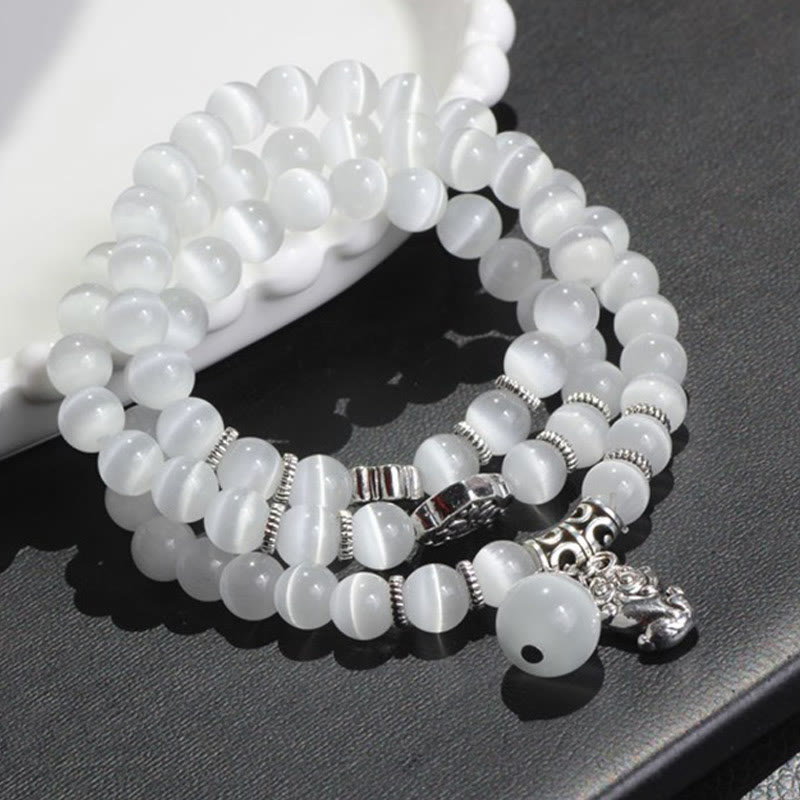 Braccialetto triplo avvolgente con supporto PiXiu Cat Eye Buddha Stones