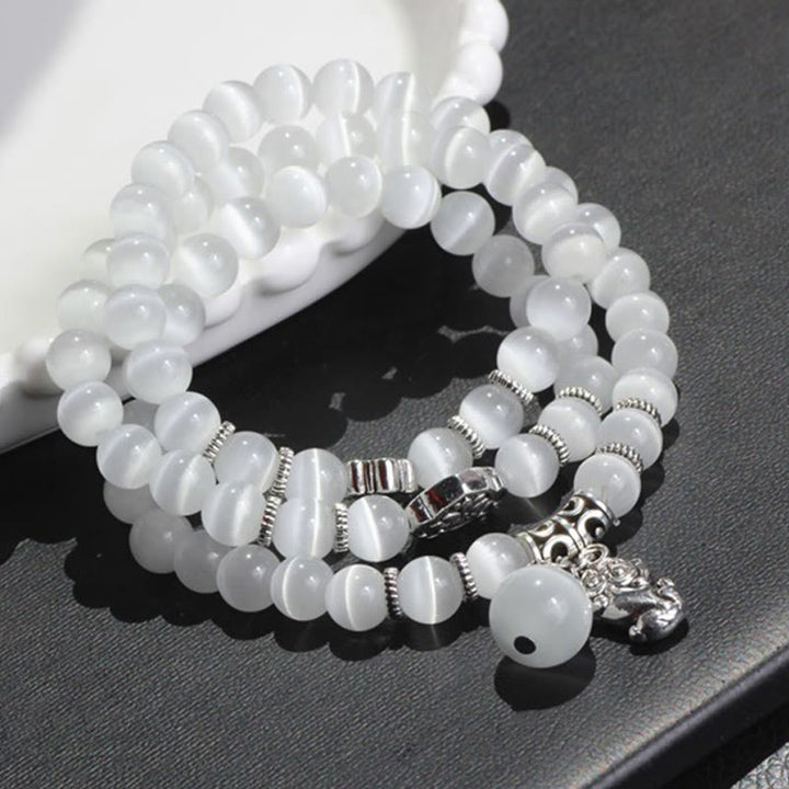 Braccialetto triplo avvolgente con supporto PiXiu Cat Eye Buddha Stones