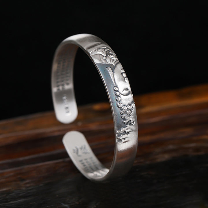 Braccialetto Buddha Stones 999 Sterling Silver Buddha Head Heart Sutra Serenity