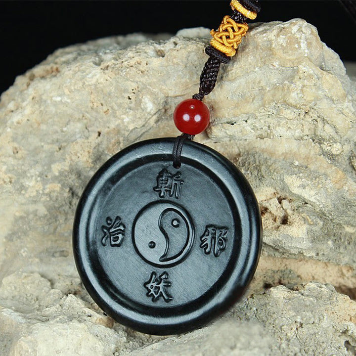 Buddha Stones Collana con ciondolo naturale Hetian Ciano Giada Yin Yang Fortuna Armonia - image 3