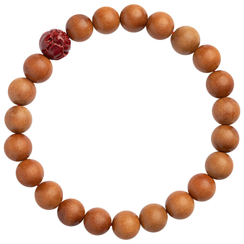 Braccialetto Buddha Stones Peach Wood Lotus Cinnabar Luck Wealth