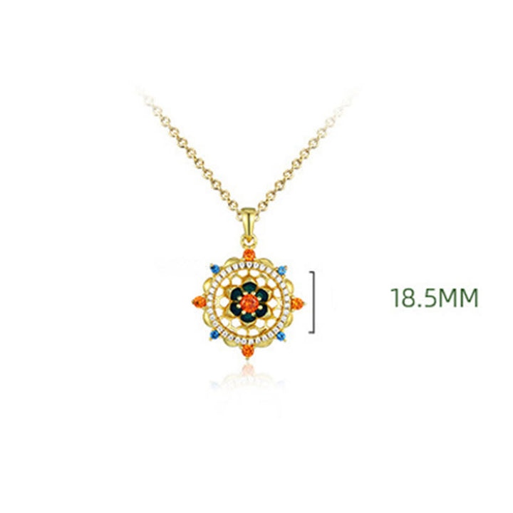 Collana con ciondolo Buddha Stones in argento sterling 925 con fiore di loto e zircone colorato, nuovo inizio