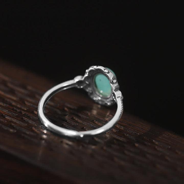 Anello di protezione in argento sterling 925 con agata rossa turchese tibetana