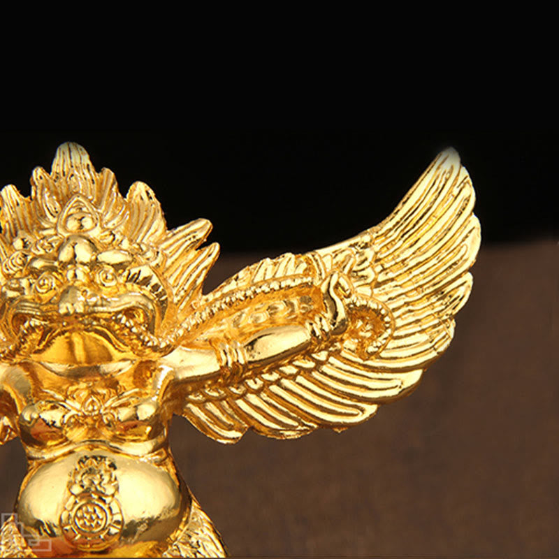 Decorazione per la casa in lega di protezione per uccelli Garuda in oro tibetano - image 8