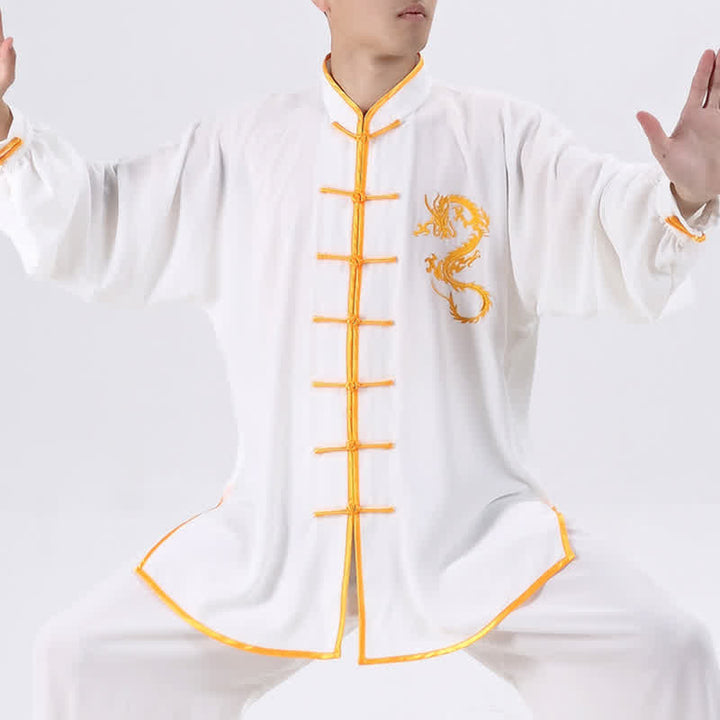 Buddha Stones Drago Ricamato Qi Gong Zen Pratica Spirituale Meditazione Preghiera Uniforme Unisex Abbigliamento Set - image 1