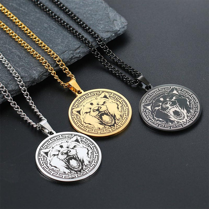 Collana con ciondolo di protezione in acciaio al titanio con Buddha Stones