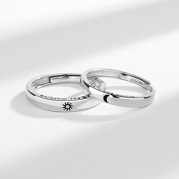 Anello regolabile per coppia con protezione sole e luna in argento sterling 925 Buddha Stones