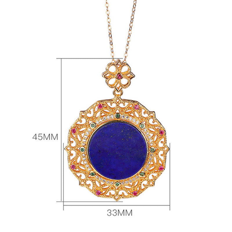 Collana pendente positivo in lazurite placcata in oro e argento sterling 925 Buddha Stones