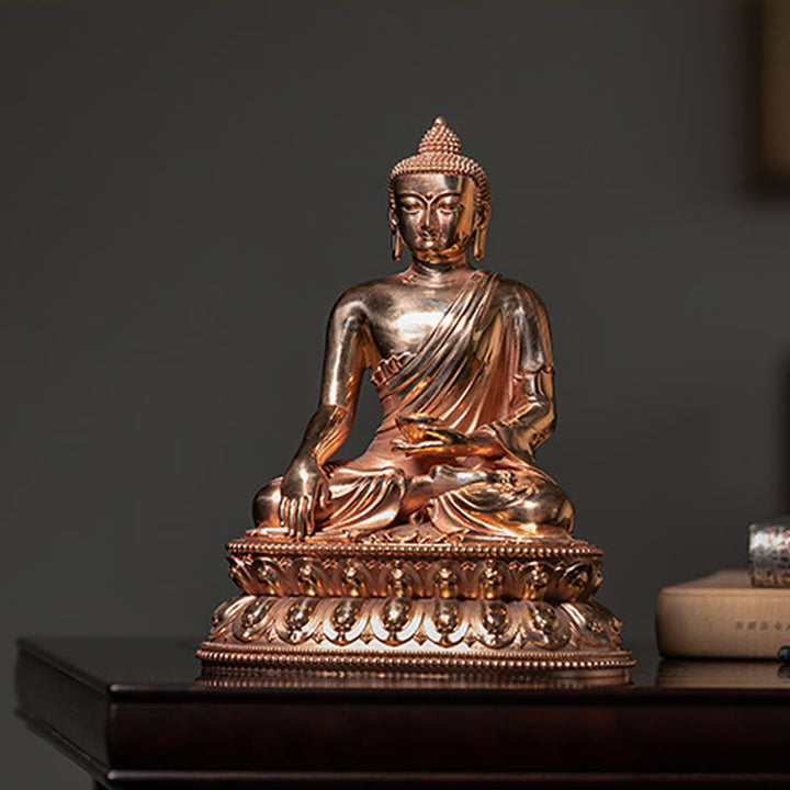 Statua di Buddha Gautama Shakyamuni in rame, decorazione per la casa