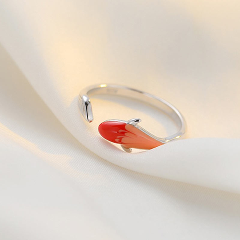 Buddha Stones Koi Fish Rame Equilibrio Fortuna Anello Regolabile