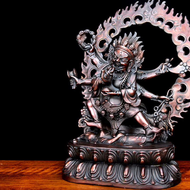 Tibet Mahakala Bodhisattva Figurina Compassione Statua in Rame Decorazione