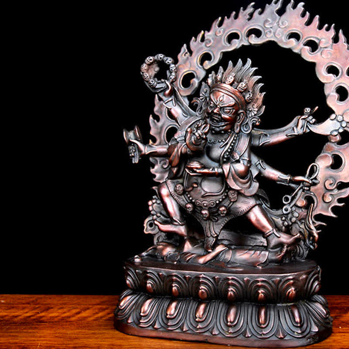 Tibet Mahakala Bodhisattva Figurina Compassione Statua in Rame Decorazione