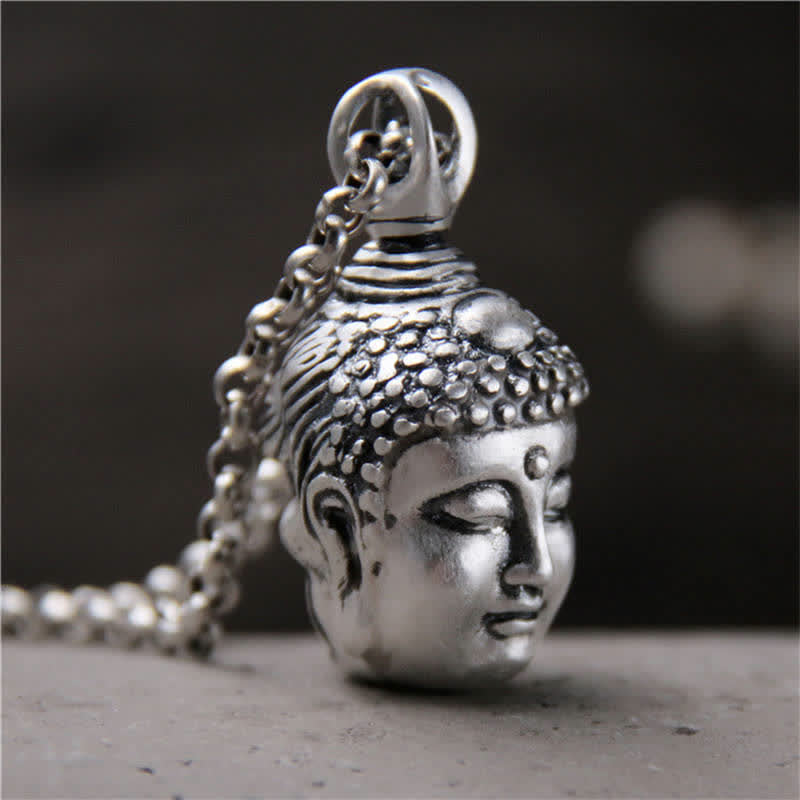 Collana con ciondolo Buddha Stones in argento sterling 999 Buddha Demon Serenity - Buddha (solo ciondolo) - Argento Sterling 999 - image 1