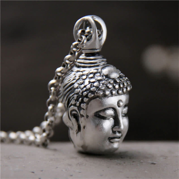 Collana con ciondolo Buddha Stones in argento sterling 999 Buddha Demon Serenity - Buddha (solo ciondolo) - Argento Sterling 999 - image 1