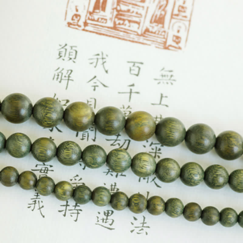 Braccialetto positivo Buddha Stones 108 Mala Beads Sandalo verde Bosso Lotus