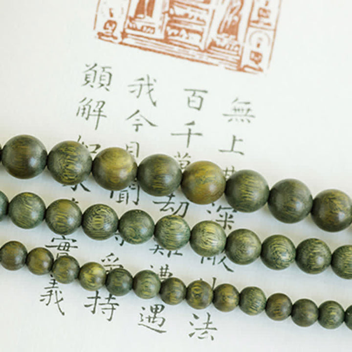 Braccialetto positivo Buddha Stones 108 Mala Beads Sandalo verde Bosso Lotus