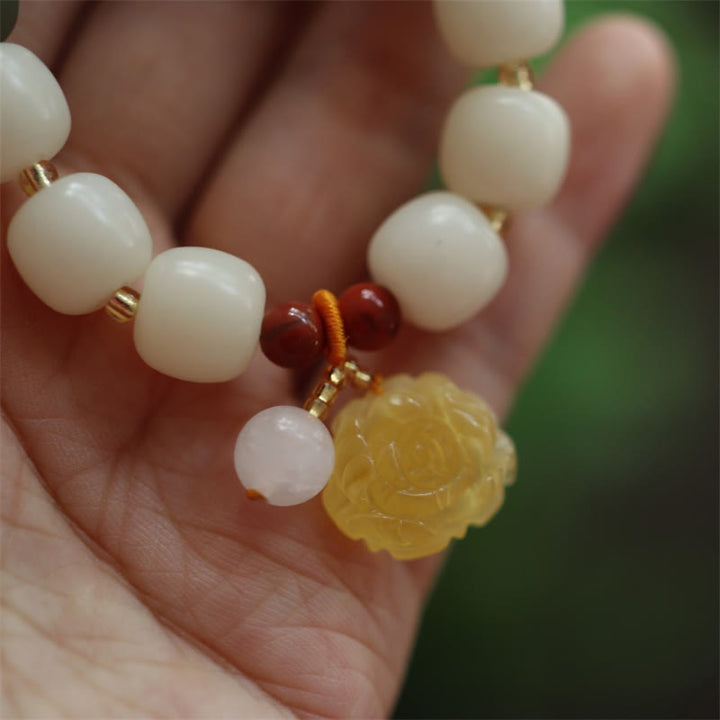 Bracciale Buddha Stones Gradient Bodhi Seed Ambra Lotus Peace