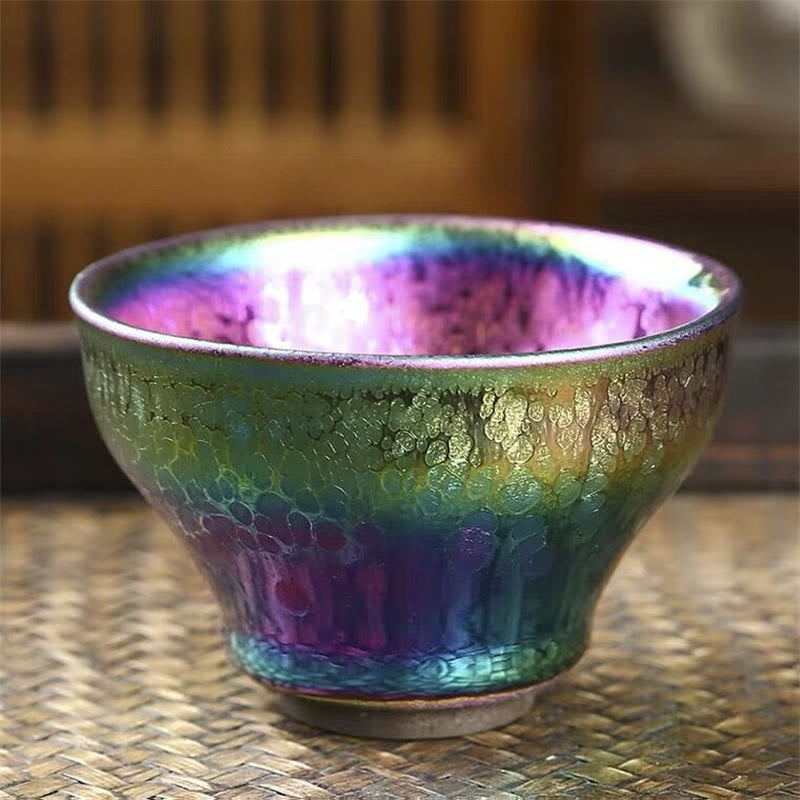 Buddha Stones Fatto a mano Fata Arcobaleno Cinese Jianzhan Tazza da tè in ceramica Tenmoku Kung Fu Tazza da tè