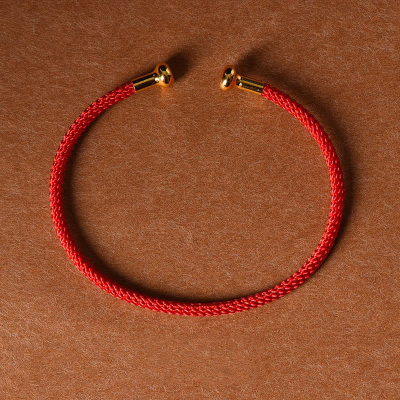 Braccialetto con polsino in corda intrecciata con design semplice fatto a mano Buddha Stones - Rosso - image 0