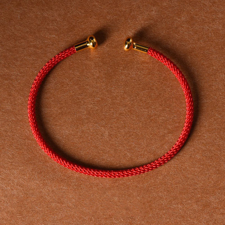 Braccialetto con polsino in corda intrecciata con design semplice fatto a mano Buddha Stones - Rosso - image 0