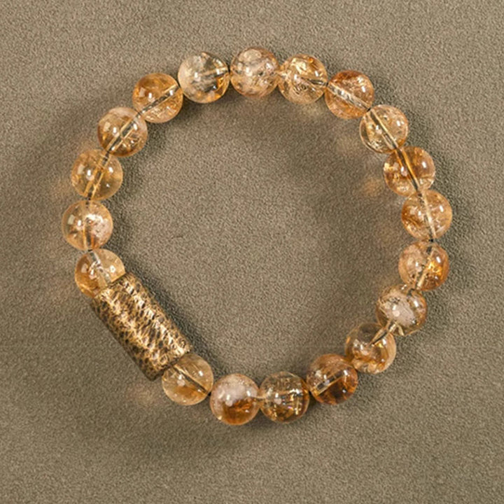 Braccialetto di protezione in perline di ottone con cristallo di citrino naturale Buddha Stones