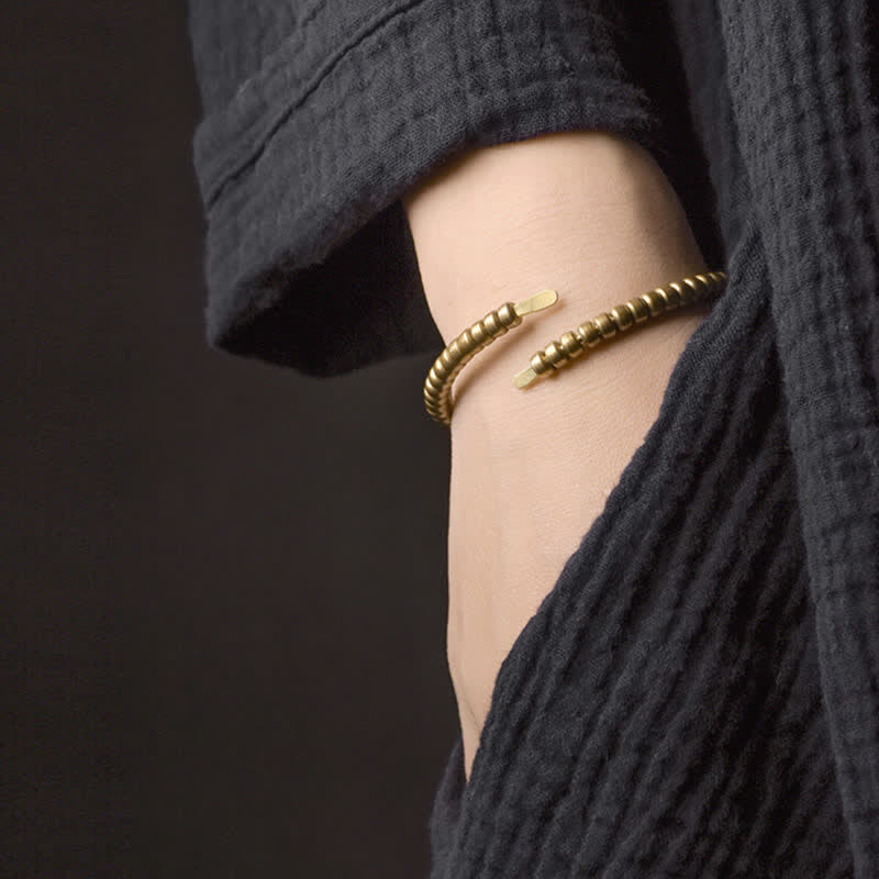 Bracciale regolabile con polsino in rame con design vintage Buddha Stones