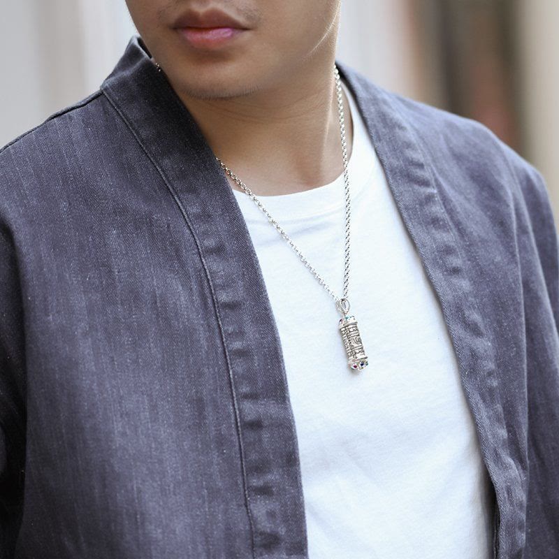 Ciondolo con collana Buddha Stones tibetano Om Mani Padme Hum Focus - image 4