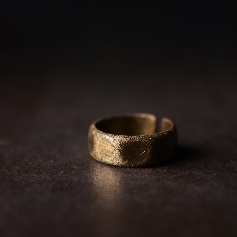 Anello di ricchezza tibetano in ottone e rame satinato dal design semplice - 6 mm - 56,2 mm - image 1