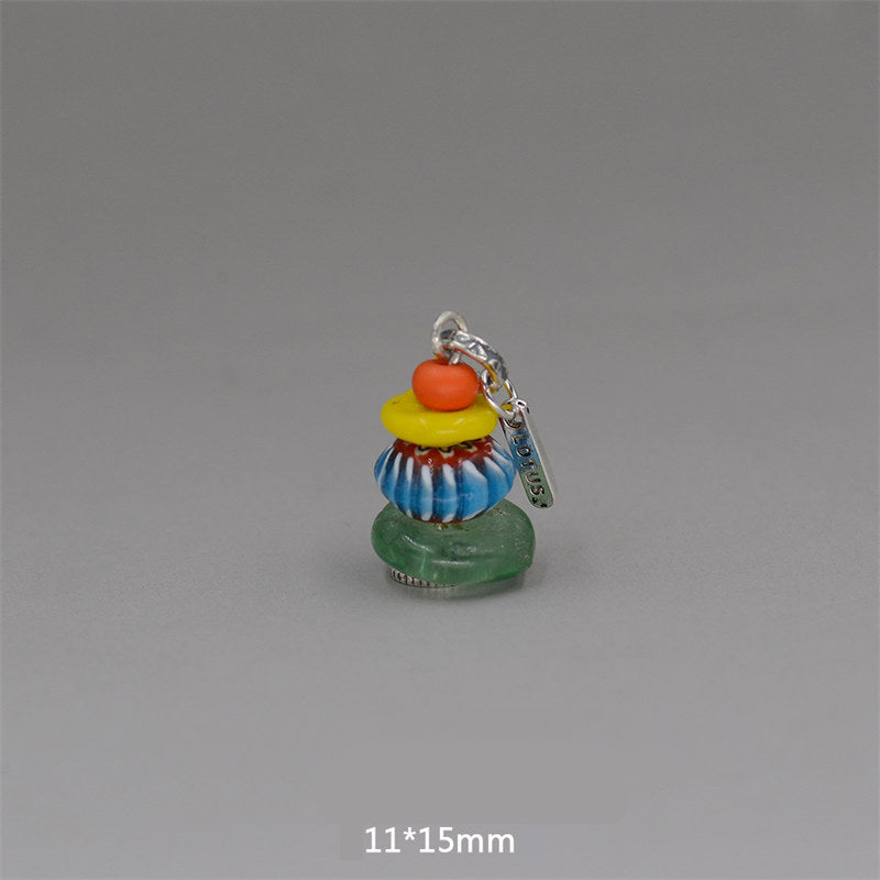 Collana con ciondolo calmante in labradorite con vari cristalli e Buddha Stones Zen Cairn - Ciondolo con quattro perle di vetro 11*15mm - image 30
