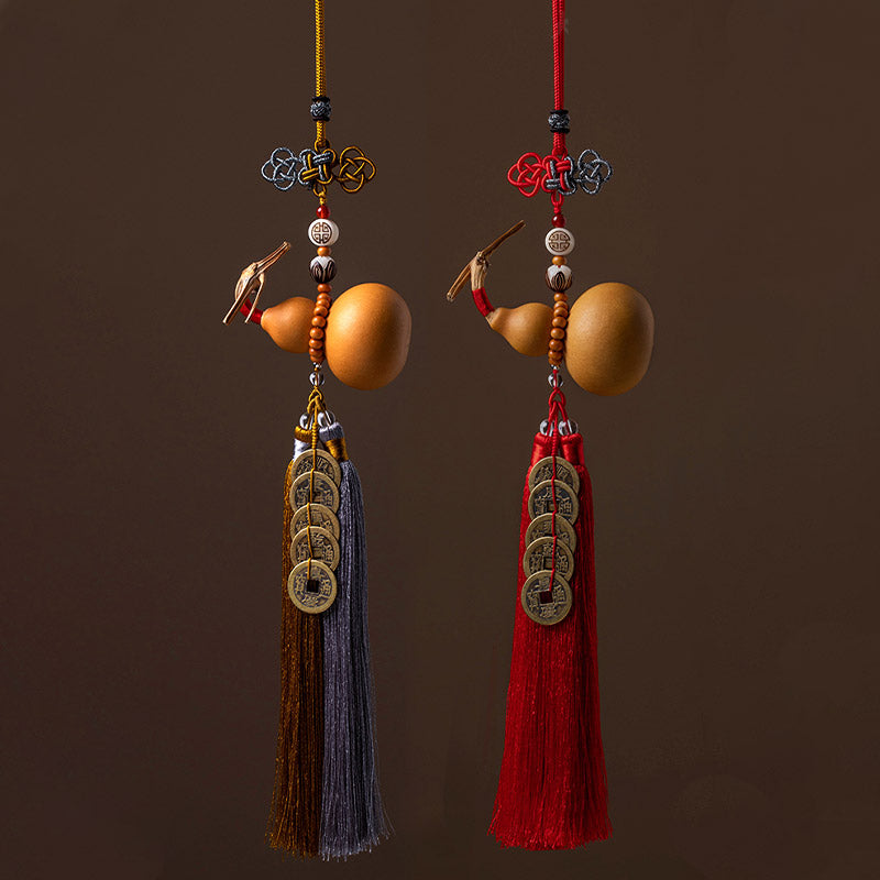Buddha Stones Monete Feng Shui Zucca Nodo cinese Monete fortunate Cinque imperatori Denaro Ricchezza Nappe Decorazione