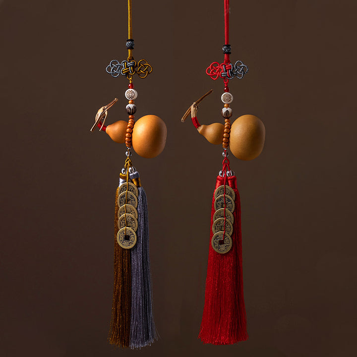 Buddha Stones Monete Feng Shui Zucca Nodo cinese Monete fortunate Cinque imperatori Denaro Ricchezza Nappe Decorazione