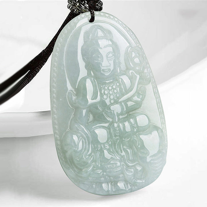 Buddha Stones Collana con ciondolo di prosperità e ricchezza in giada con Buddha dello zodiaco cinese - Drago/Serpente - image 8