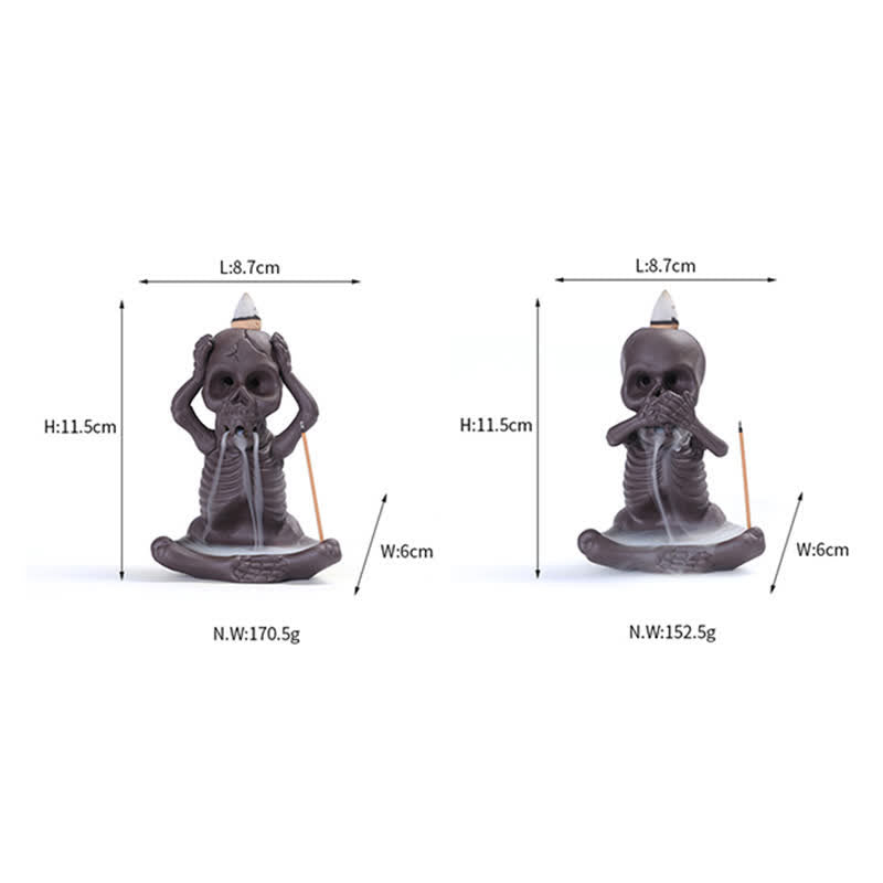 Buddha Stones Piccolo teschio Fantasma Argilla viola Fontana di fumo a riflusso Bruciatore di incenso della pace Decorazione