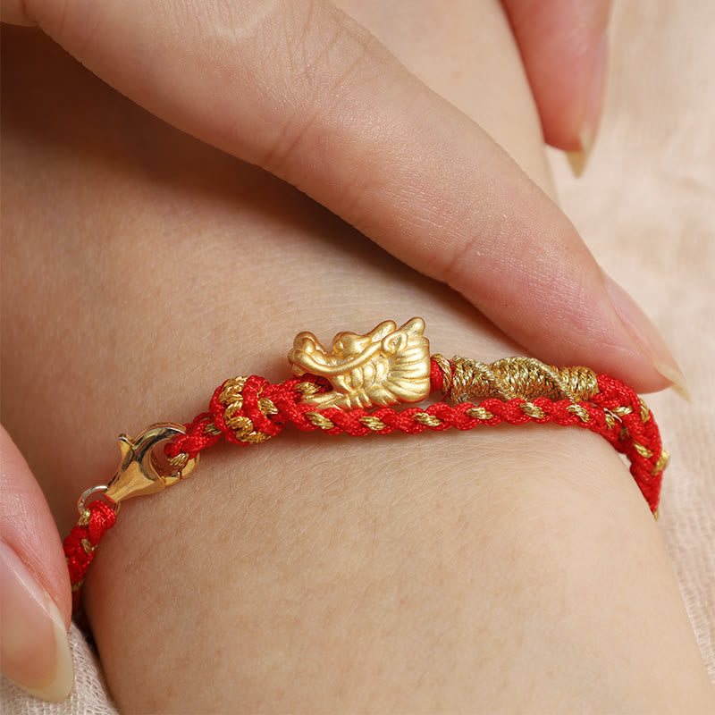 Bracciale intrecciato a mano in corda rossa con nodo a otto fili in argento sterling 999 Buddha Stones